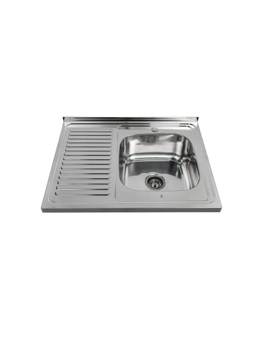 Inter Ceramic Drop-In Right Kitchen Sink Inox L20xW20cm Grey