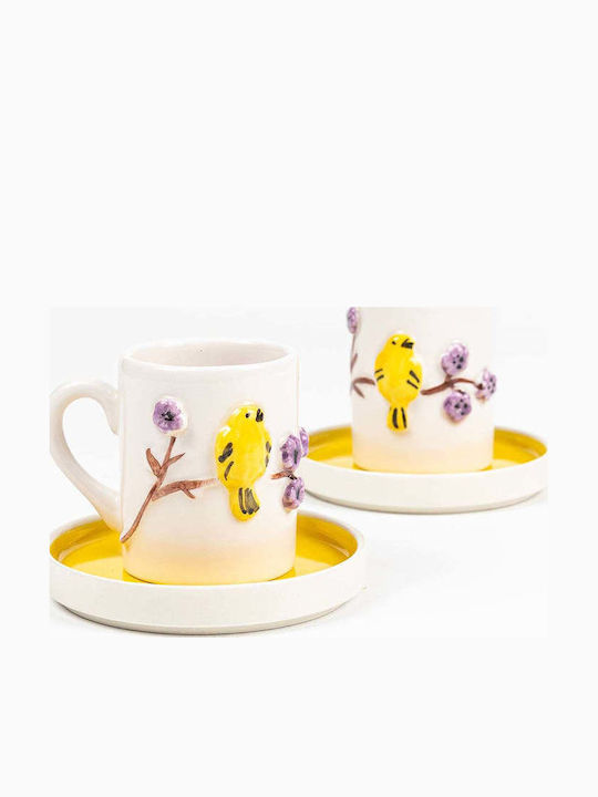SteweHome Set Of Multicolour Ceramic Coffee Cups 4 Pieces