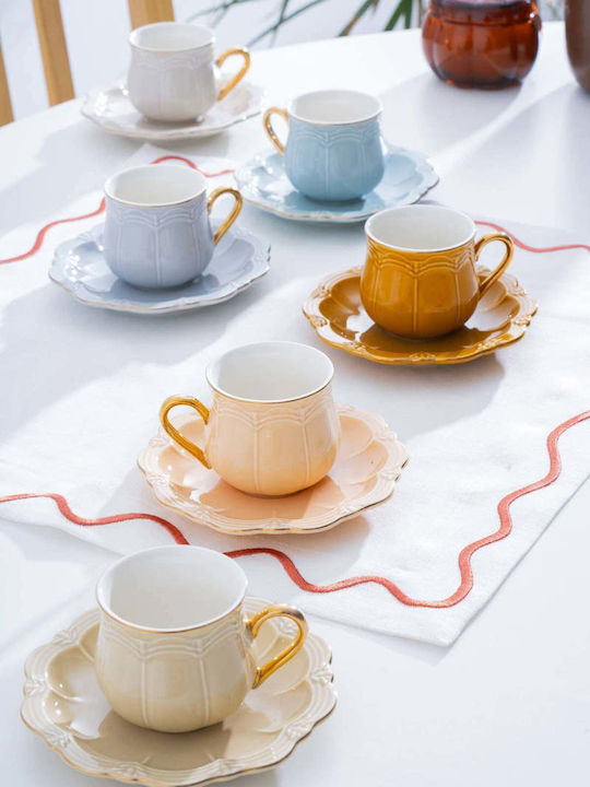 SteweHome Set Of Multicolour Porcelain Coffee Cups 90ml 6 Pieces
