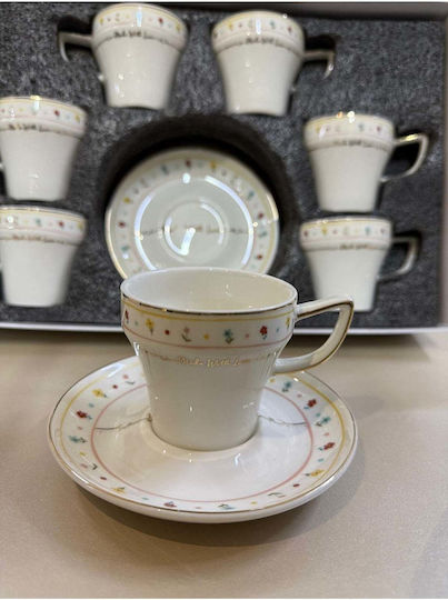 SteweHome Set Of Black Porcelain Coffee Cups 90ml 6 Pieces