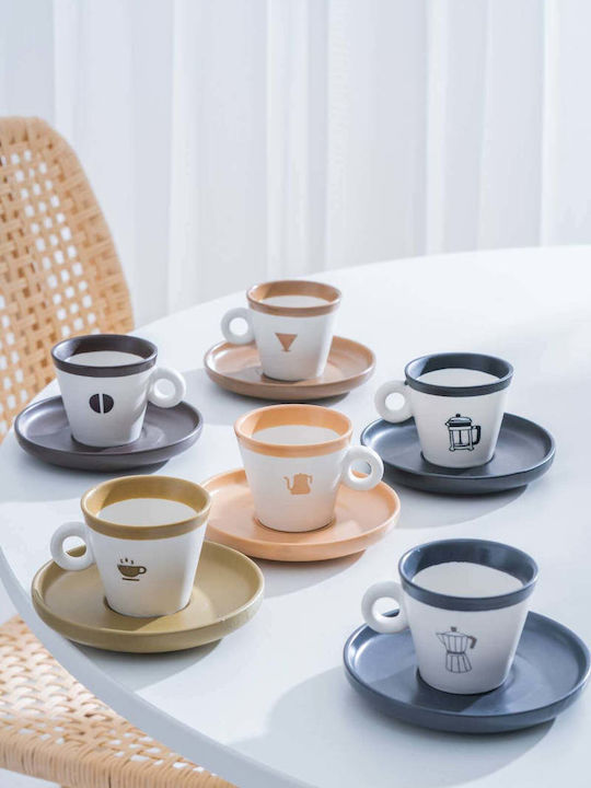 SteweHome Set Coffee Cups Made of Multicolour Porcelain 100ml 6 Pieces
