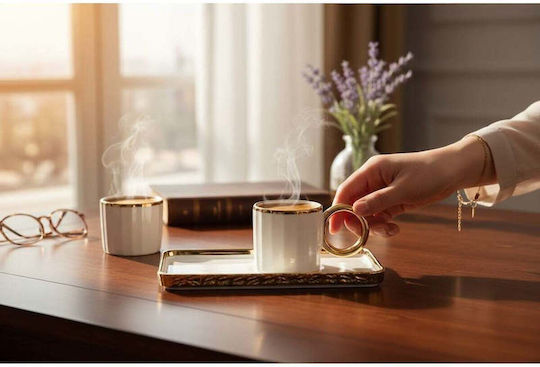 SteweHome SteweHome Set Tassen Kaffee aus Porzellan Gold 75ml 6 Stück