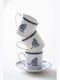 SteweHome Set of Blue Porcelain Coffee Cups 90ml 6 Pieces