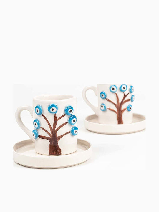 SteweHome Set Of Multicolour Ceramic Coffee Cups 4 Pieces