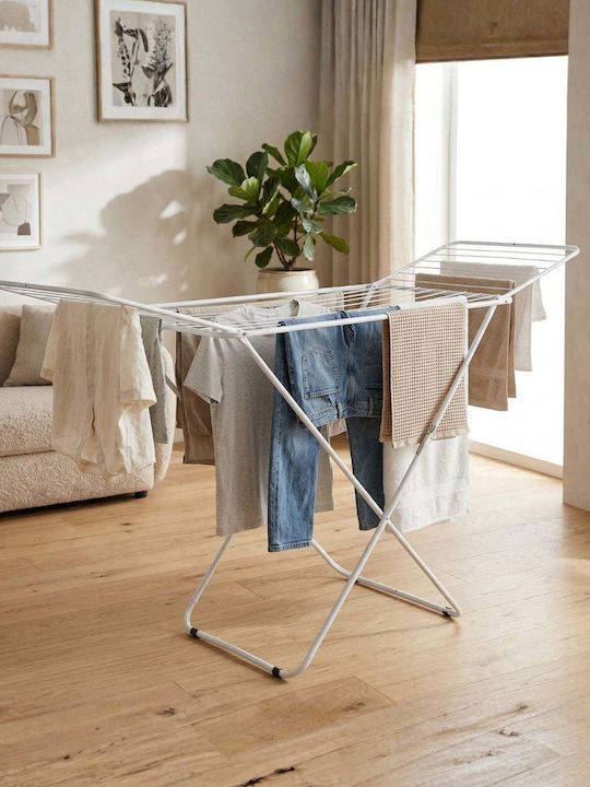 SteweHome Folding Floor Clothes Drying Rack Made of Metal with 18m Hanging Length