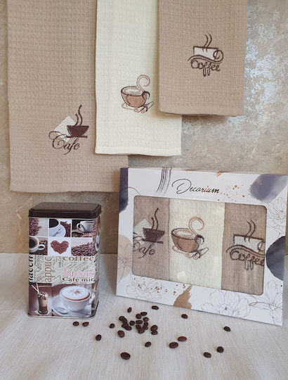 Kitchen Towel Made of 100% Cotton in Brown Colour 40x60cm 3 Pieces