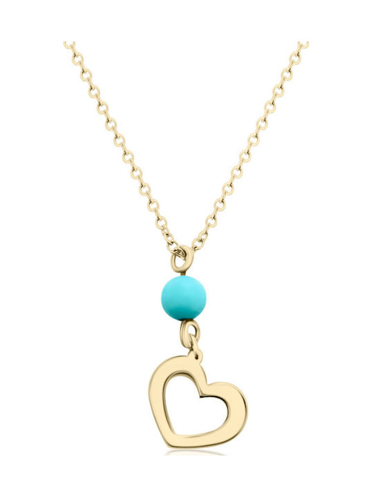 Ekan Ekan Halskette Mit Herz-Design Aus 14K Gold Türkis
