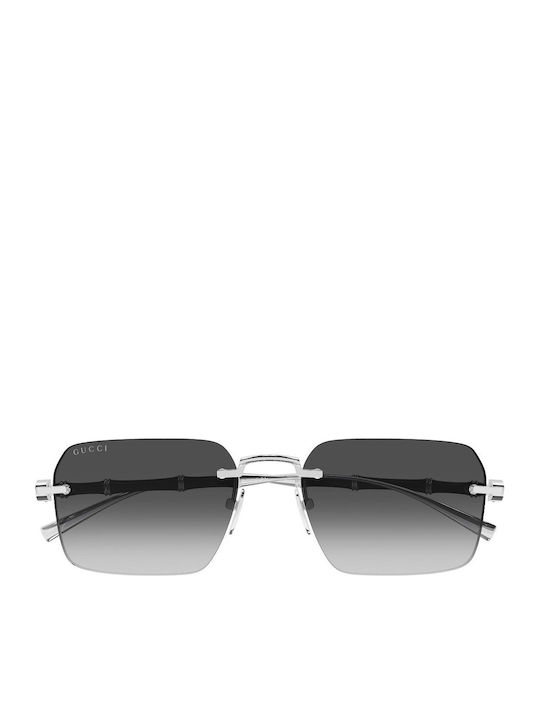 Gucci Unisex Sunglasses with Silver Metallic Frame and Silver Gradient Mirror Lens GG2154S 002