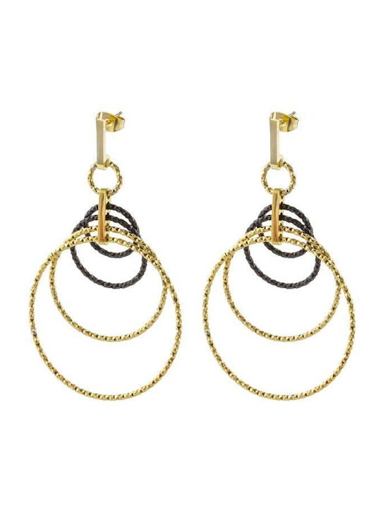 Oxette Earrings Hoops Steel Gold Plated Black