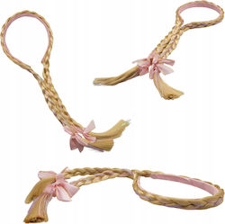 Braids Blond Hair Headband Bows Pink Set