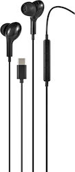 Streetz C220 In-ear Handsfree Ακουστικά με Βύσμα USB-C Μαύρο