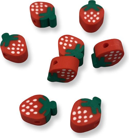 Fimo Bead Strawberry Red 10x10mm Hole 1.5mm Quantity 50 Pieces