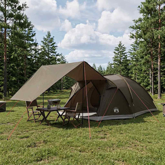 vidaXL Σκηνή Camping Αποθήκευσης Καφέ 3 Εποχών για 8 Άτομα 425x370x192εκ.