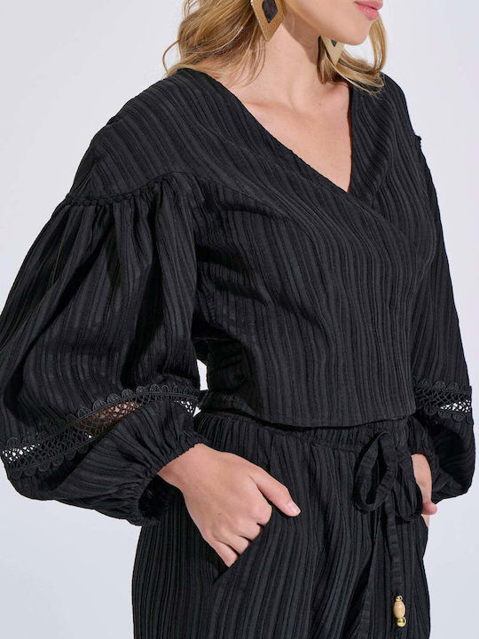 Bill Cost Women's Blouse with V Neckline Black