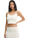 Damen Sommer Bluse mit Spaghetti-Träger in Beige