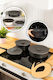 Stewehome Set Of 3 Pieces Silicone Pot And Pan Heat Resistant Food Covers Anthracite Grey