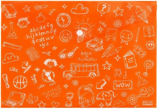 Φάκελος Κουμπί Πορτοκάλι Α4 Doodle Bag