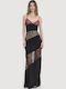 Καλοκαιρινό Maxi Κομπινεζόν Φόρεμα Black / Pink