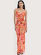 Summer Maxi Evening Slip Dress with Mesh Multicolour