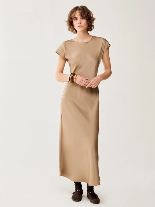 Rochie Midi De Seara Din Satin Bej