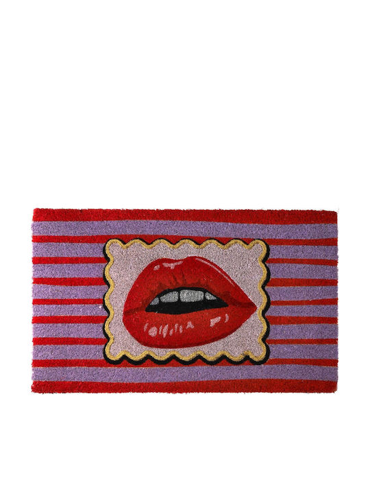 Doormat Made of Coconut Tree with Non-Slip Backing Lips Black 45x75cm