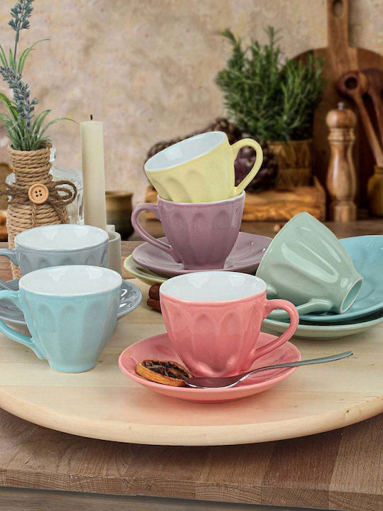 SteweHome Set Ceramic Multicolour Tea Cups 165ml 12 Pieces