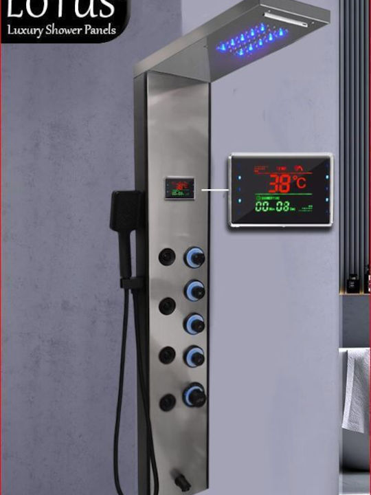 Lotus 500 Cr Bl Duschsäule mit Hydromassage Zweifarbig Inox und Schwarz Matt LED und Digitale Anzeige Sydney Lotus 500 Cr Bl Duschsäule mit Hydromassage Zweifarbig Inox und Schwarz Matt LED und Digitale Anzeige Sydney