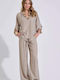Women's Pantaloons with Rubber Band in Loose Fit Beige