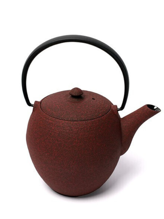 O Dromos tou Tsagiou Mayu Teapot with Mug and Filter Cast Iron Red 550ml