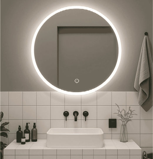 Karag Στρογγυλός Καθρέπτης Μπάνιου Led Αφής 80x80cm