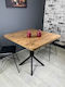 Roma Dining Table Metal Walnut 80x80x73cm