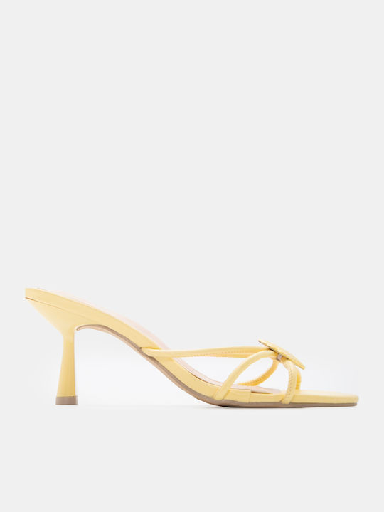 Mules With High Heel In Yellow Colour