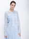 Lace Long Women's Blazer Light Blue
