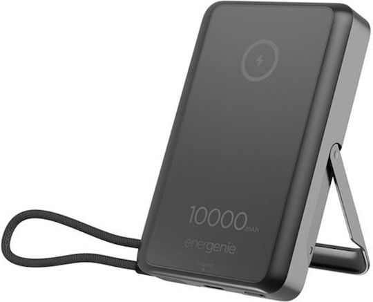 Energenie Магнитна Стойка MagSafe Външна Батерия 10000mAh 15W Power Delivery Черна