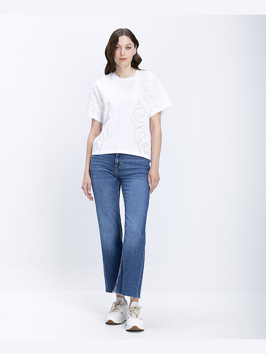 Damen Jeans Hosen Beinin Ausgestellt in Relaxed Passform