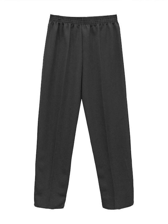 Ansin Damen Stoffhose mit Gummiband Schwarz