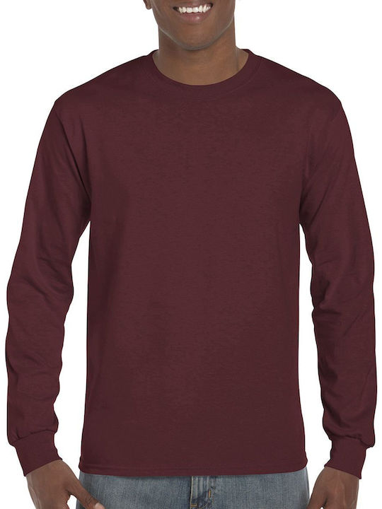 Gildan Ανδρικό Διαφημιστικό T-shirt Μακρυμάνικο Maroon