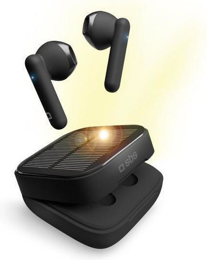 SBS Solar Twin Kobo Earbud Bluetooth Handsfree Ακουστικά με Θήκη Φόρτισης Μαύρα