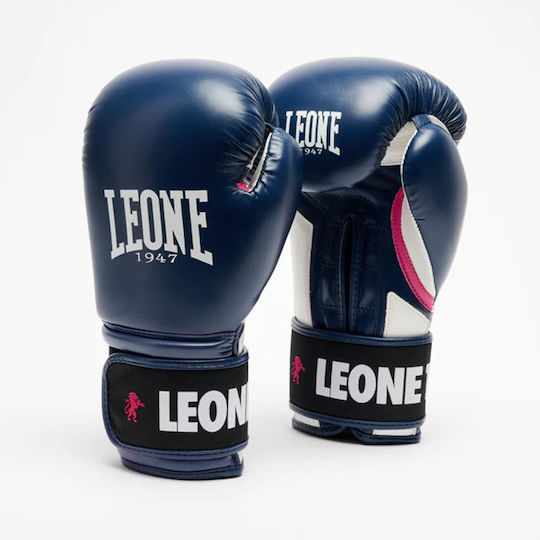 Leone 1947 Boxing Gloves Made of Synthetic Leather for Competition Blue