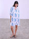 Celestino Women's Caftan Shirt Asymmetric Pockets Loose Fit Petrol