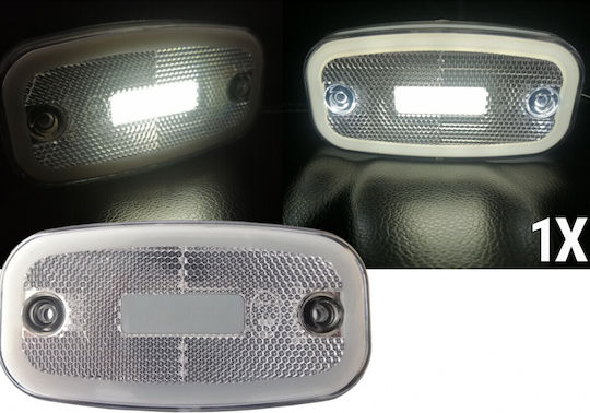 Led White Led Marker Clearance Light 122mm X 63mm Three Functions 12v-24v