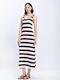 Summer Maxi Brown Striped Dress