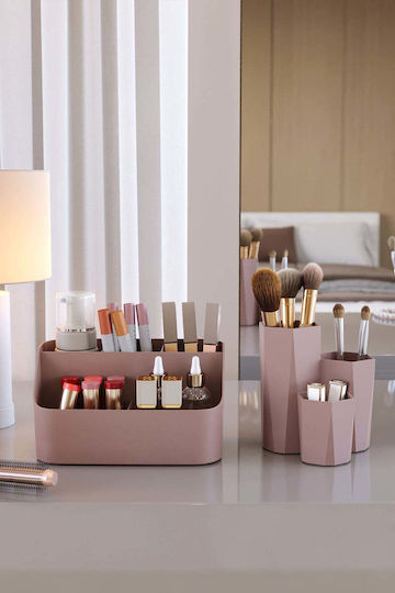 Stewehome Makeup Organization Set Bathroom 5 Compartments Turquoise 19.2x10.5x10.2 Cm
