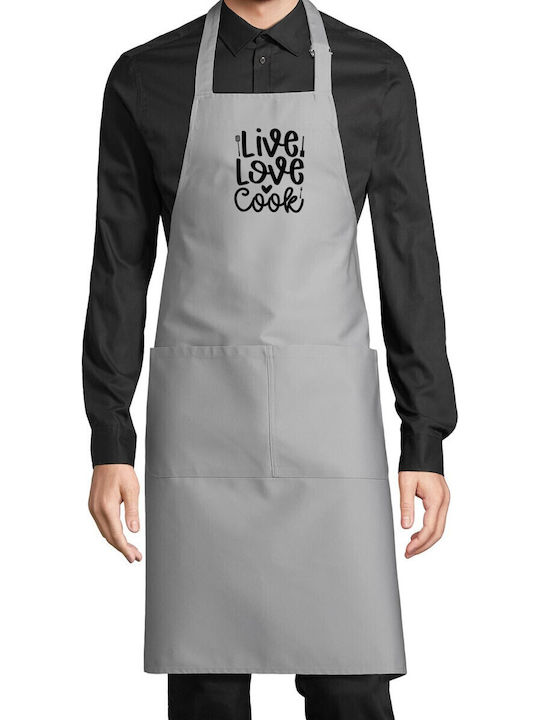 Pop Culture Live Love Cook Grey Kitchen Apron 75x90cm P063272136F1