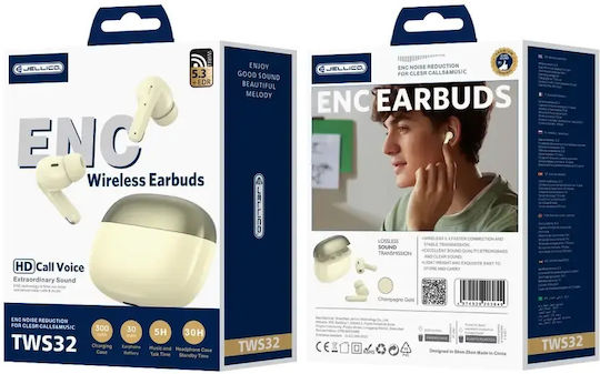 Jellico In ear Bluetooth безжични слушалки с калъф за зареждане Жълти