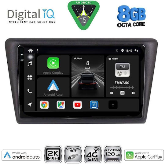 Digital IQ Ηχοσύστημα Αυτοκινήτου για Skoda Rapid 2014-2019 με Clima (Bluetooth/USB/WiFi/GPS/Apple-Carplay/Android-Auto) με Οθόνη Αφής 9"