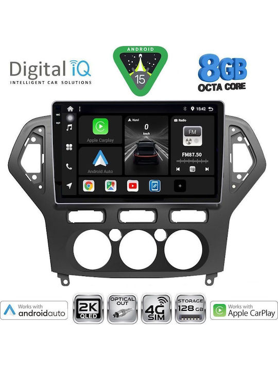 Digital IQ Car Audio System for Ford Mondeo 2007-2011 with A/C Bluetooth USB Wi-Fi GPS Apple CarPlay Android Auto with 10" Touch Screen DIGITAL IQ BXK 20162 CPAA A/C