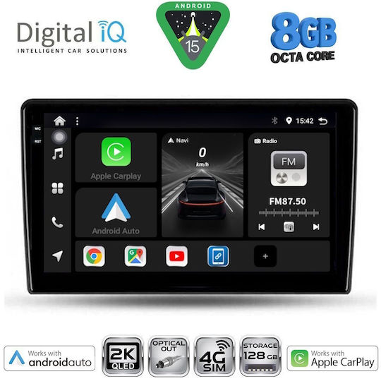 Digital IQ Car Audio System for Toyota Auris 2007-2012 (Bluetooth/USB/WiFi/GPS/Apple CarPlay/Android Auto) with 9" Touch Screen
