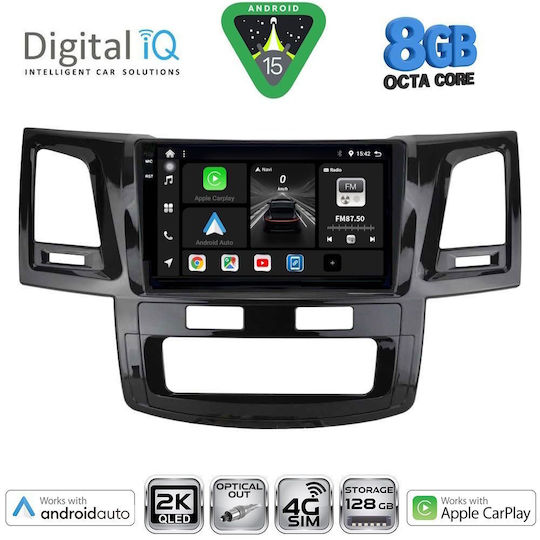 Digital IQ Ηχοσύστημα Αυτοκινήτου για Toyota Hilux 2005-2016 με A/C (Bluetooth/USB/WiFi/GPS/Apple-Carplay/Android-Auto) με Οθόνη Αφής 9"