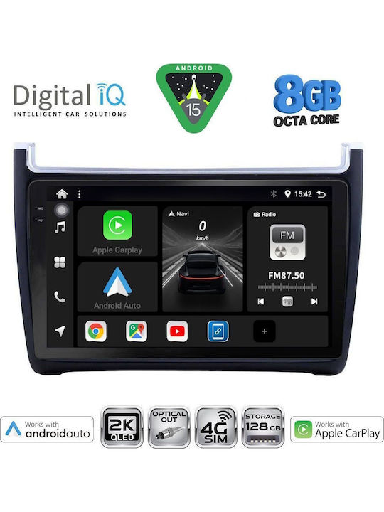 Digital IQ Car Audio System for Volkswagen Polo 2014-2017 with Clima (Bluetooth/USB/WiFi/GPS/Apple CarPlay/Android Auto) with 9" Touch Screen